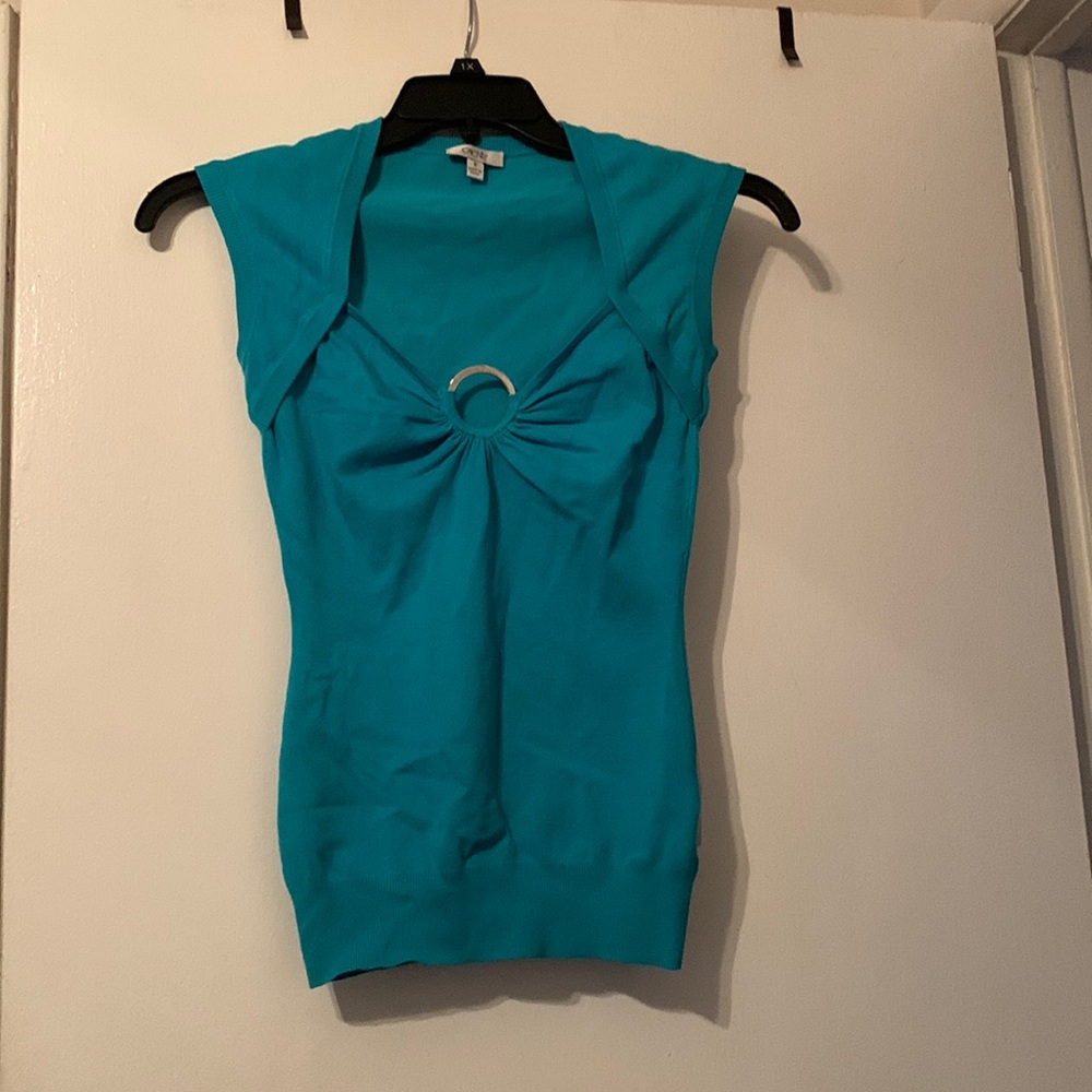 Cache vintage 90 turquoise sleeveless top